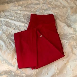 Lulu Lemon Fast and Free Red Leggings- long